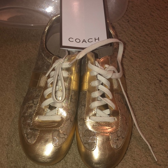 coach gold sneakers
